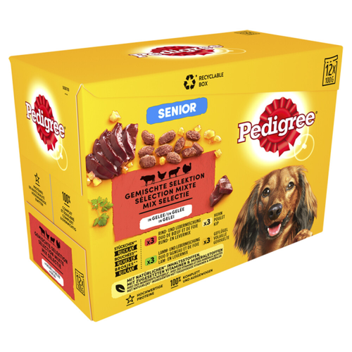 Pedigree - Senior Maaltijdzakjes Vlees in Gelei - Hondenvoer - 12x100g