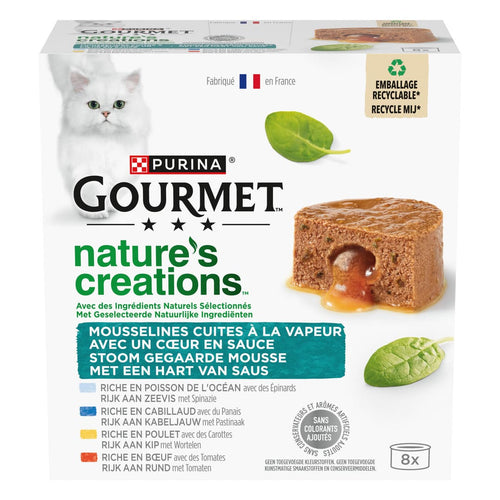Gourmet - Hart Van Saus - Natvoeding Katten - 8X85g, Rijk aan Kip, Rund of Vis