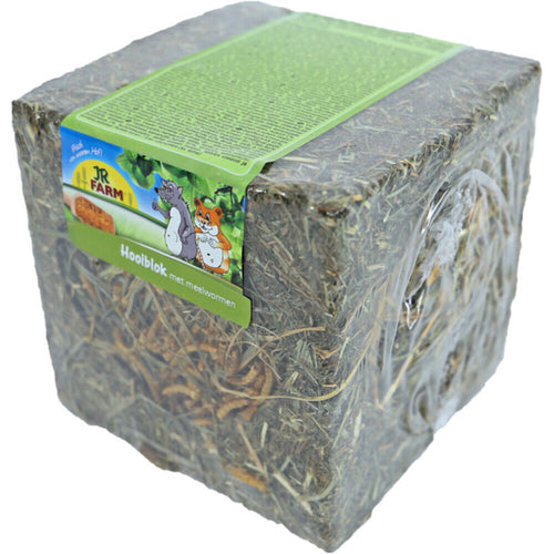 JR Farm - Hooiblok Met Meelwormen - Ruwvoer - 13x13x13 cm 125g