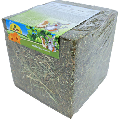 JR Farm - Hooiblok Met Bloemen - Ruwvoer - 20x20x20 cm 450g