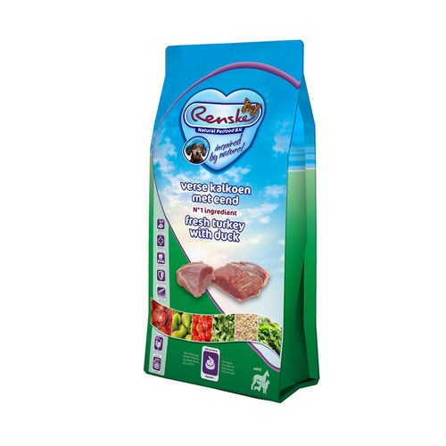 Renske - Super Premium Adult Verse Kalkoen en Eend - Droogvoer - 600g