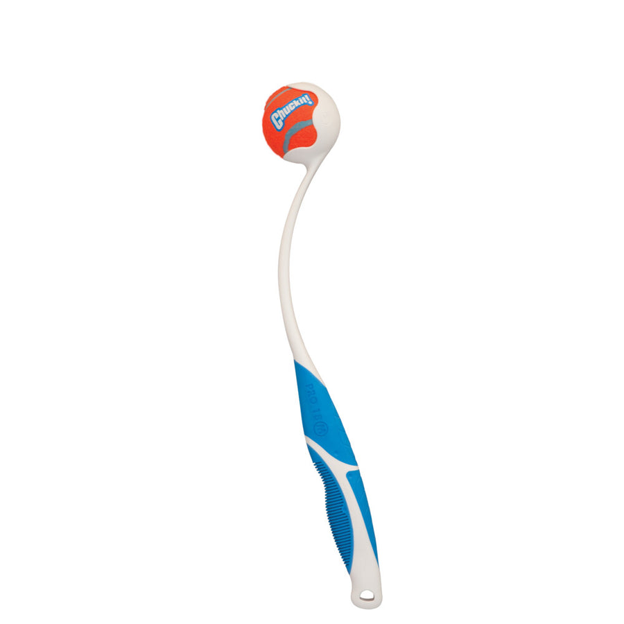 Chuckit! Pro Ball Launcher - 63 cm - Werpstok - Ballenwerper - Hondenspeelgoed - Incl. Tennisbal Medium - ø 6 cm - Kunststof - Wit/Blauw