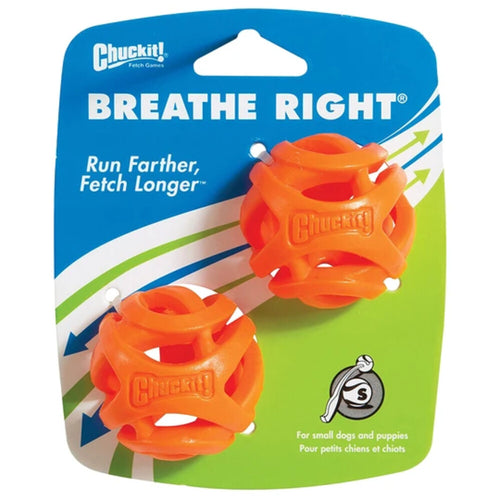 Chuckit! Breathe Right Fetch Ball - Hondenspeelgoed - Hondenbal - Drijvend - Small - Ø5 cm - Oranje - 2 Stuks