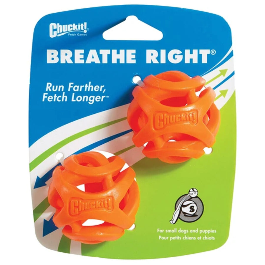 Chuckit! Breathe Right Fetch Ball - Hondenspeelgoed - Hondenbal - Drijvend - Medium - Ø6 cm - Oranje - 2 Stuks
