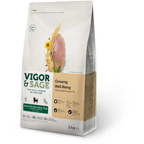 Vigor&Sage - Vigor & Sage Hondenvoer Small Well - Being Ginseng 2kg