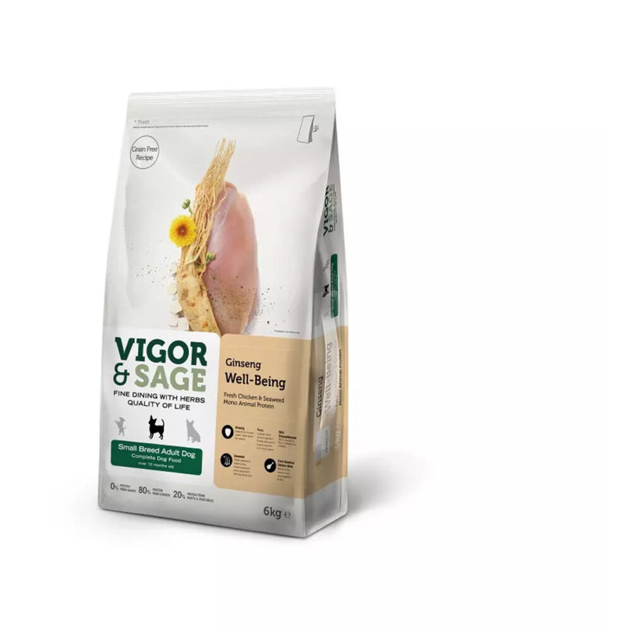 Vigor&Sage - Vigor & Sage Hondenvoer Small Well - Being Ginseng 6kg
