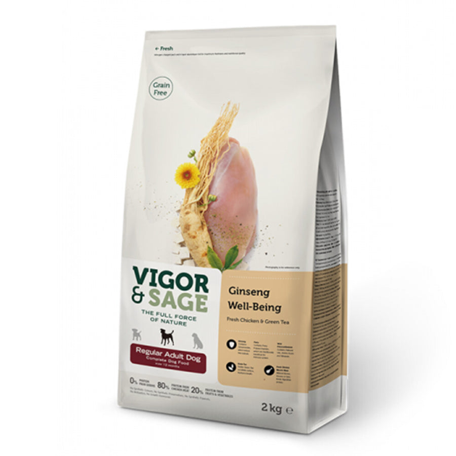 Vigor&Sage - Vigor & Sage Hondenvoer Regular Well - Being Ginseng 2kg