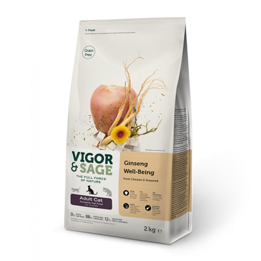 Vigor&Sage - Vigor & Sage Kattenvoer Well - Being Ginseng - 2kg