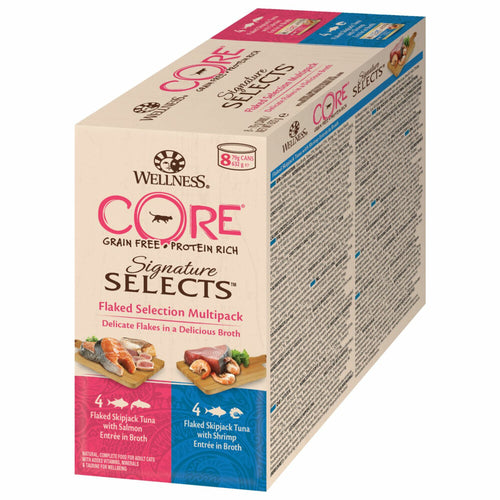 Wellness - Core Signature Selects Flaked Multi - Pack - Kattenvoer Natvoer - 8 x 79g