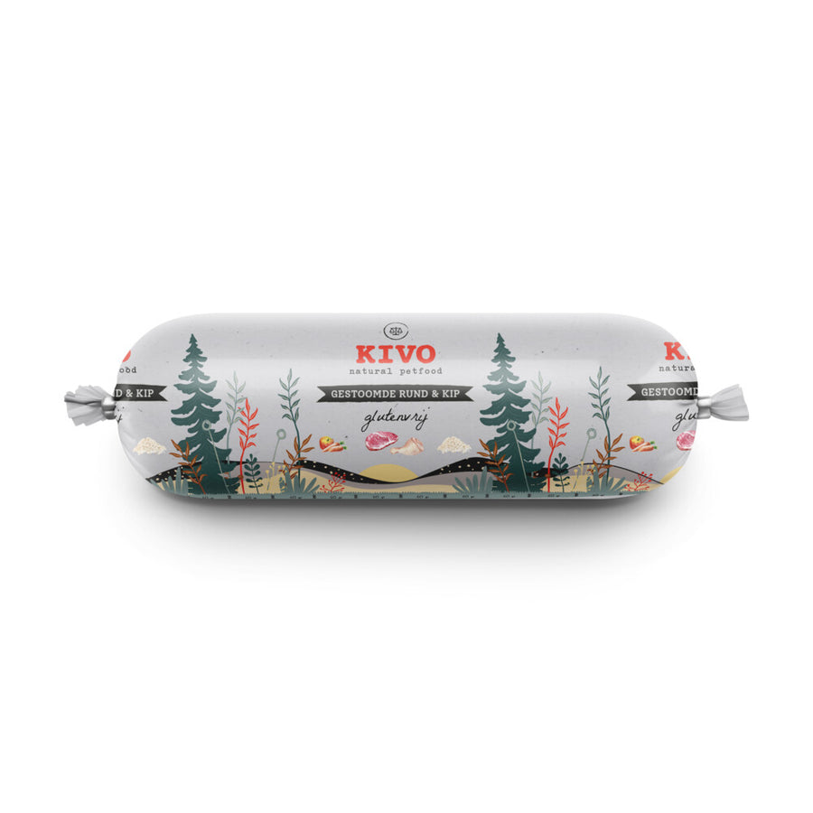 Kivo - Gestoomde Rund & Kip 600g