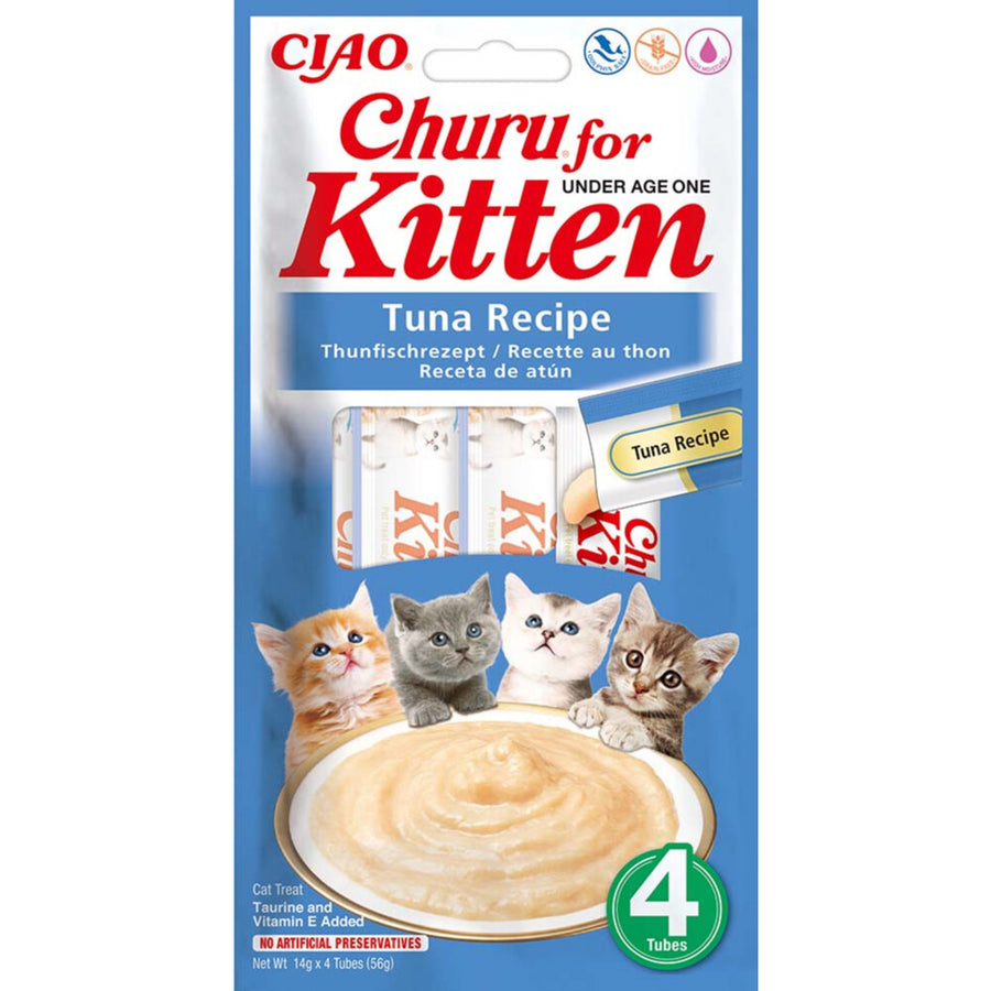 Ciao - Kattensnack Inaba Churu - Romige Tonijn Snack voor Kittens - 4x14 gram