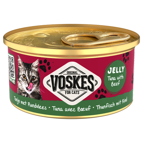 Voskes - 24x Kattenvoer Nat Gelei Tonijn & Rundvlees 85g