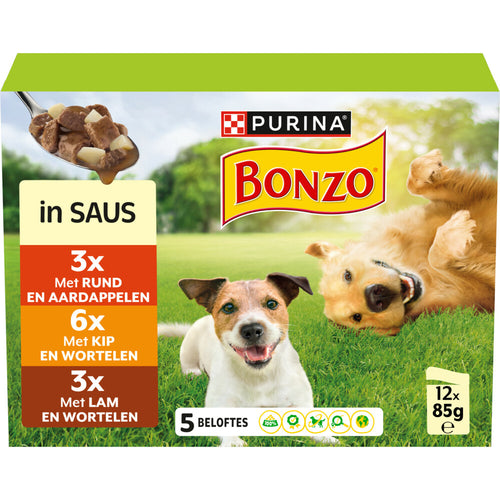 Bonzo - Vitafit Multipack Rund , Kip & Lam in Saus - 12x85g