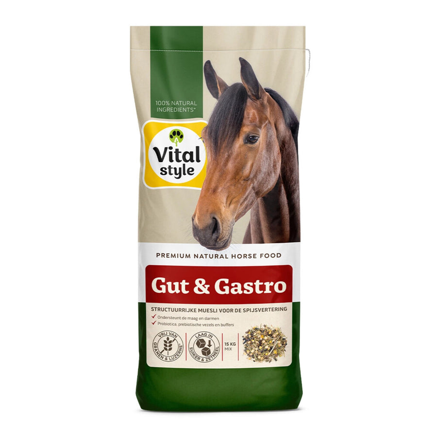 Arden Grange - VITALstyle Muesli Gut & Gastro - Structuurrijke Muesli Voor Een Normale Maag - En Darmfunctie - Met o.a. Probiotica & Prebiotische Vezels - 15kg