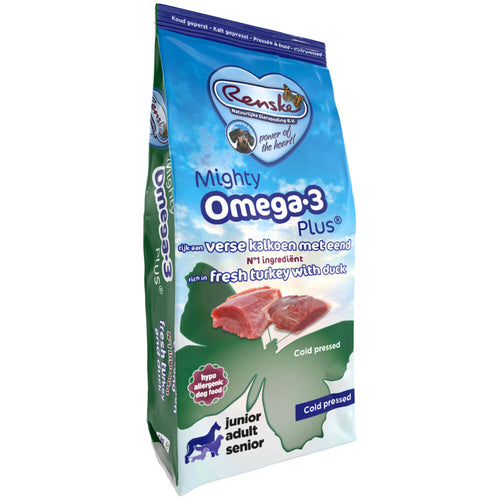 Renske - Mighty Omega Plus - Geperst hondenvoer - Kalkoen / eend - 6,5kg