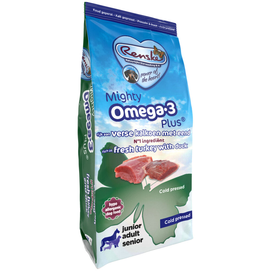 Renske - Mighty Omega Plus - Geperst hondenvoer - Kalkoen / eend - 6,5kg