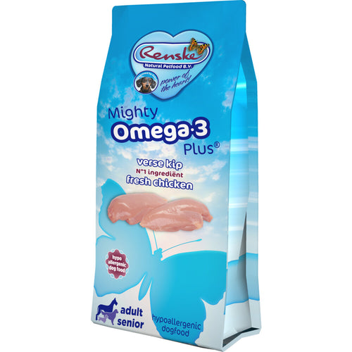 Renske - Kip/Rijst Hypoallergeen - 12kg, Compleet, Omega 3, Geschikt voor Gevoelige Spijsvertering
