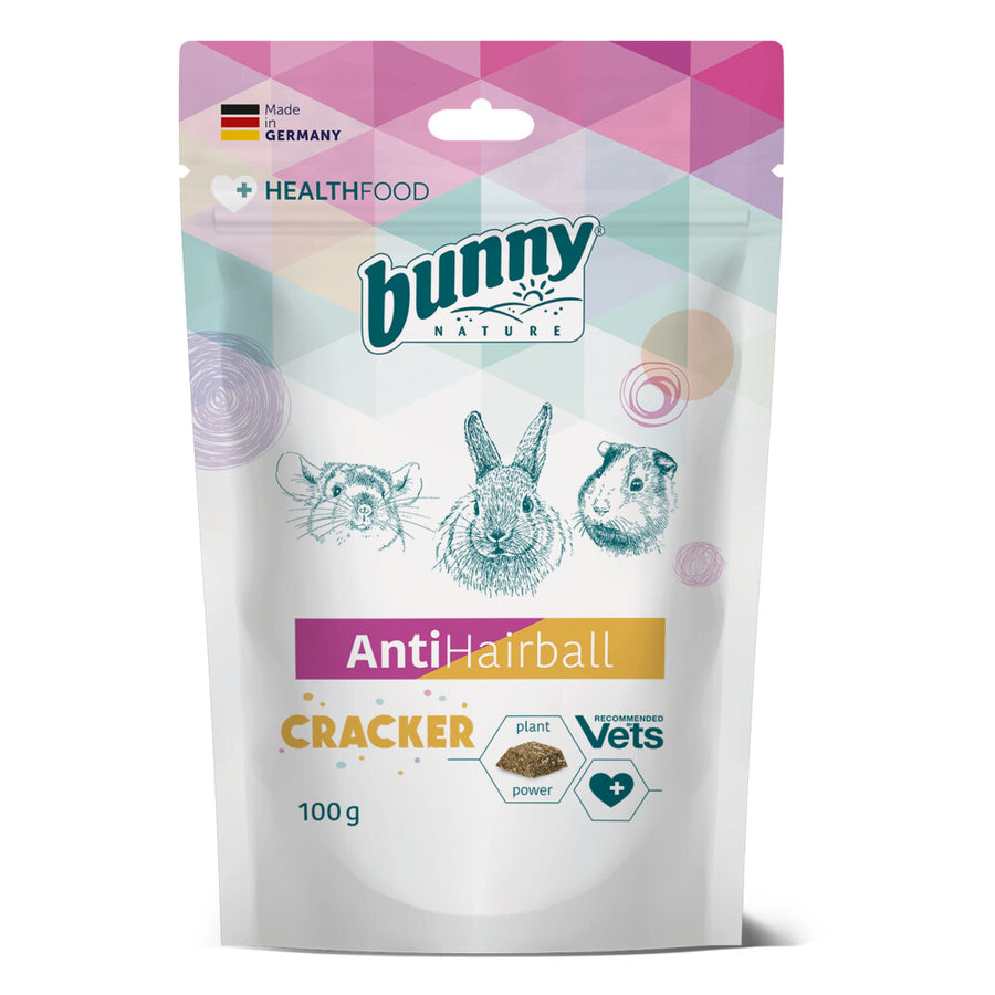 Bunny - Haarballen Cracker 100g - NATURE - Lijnzaad en Papaja Snack - Natuurlijk Supplement voor Konijnen en Cavia's