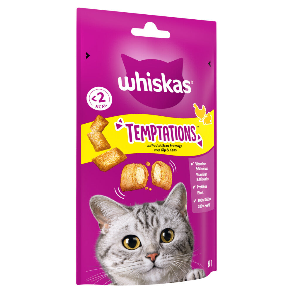 Whiskas - Temptations Chicken &amp; Cheese - Cat Snacks - 60g