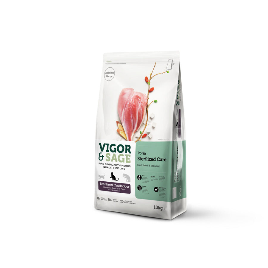 Vigor&Sage - Vigor & Sage Kattenvoer Droog Adult Sterilized Care Poria - 10kg
