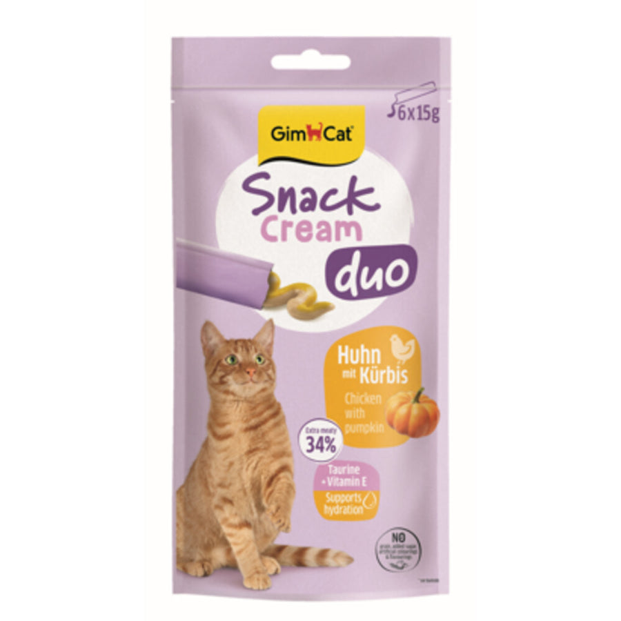 GimCat - Kattensnack Cream Duo Kip & Pompoen - 6 x 15g