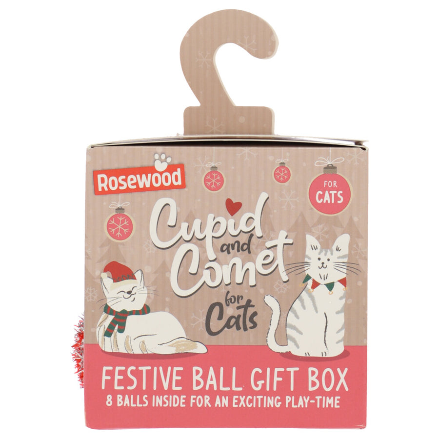 Rosewood - Kattenspeelgoed Cupid & Comet Feestelijke Ballen Giftbox 8 stuks