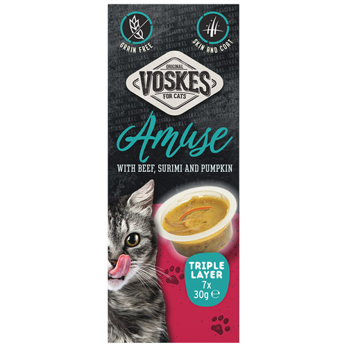 Voskes - Kattensnack Triple Layer Rund - Sumiri - Pompoen - 7x30g