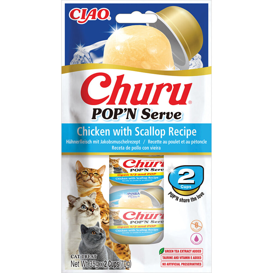 Ciao - Kattensnack Churu Pop'n Serve Chicken Scallop - 2x35g