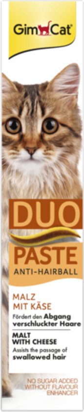 Gimcat - Anti - Hairball Duo - Pasta - Kattensnack - Kaas Malt 50g Anti - Hairball