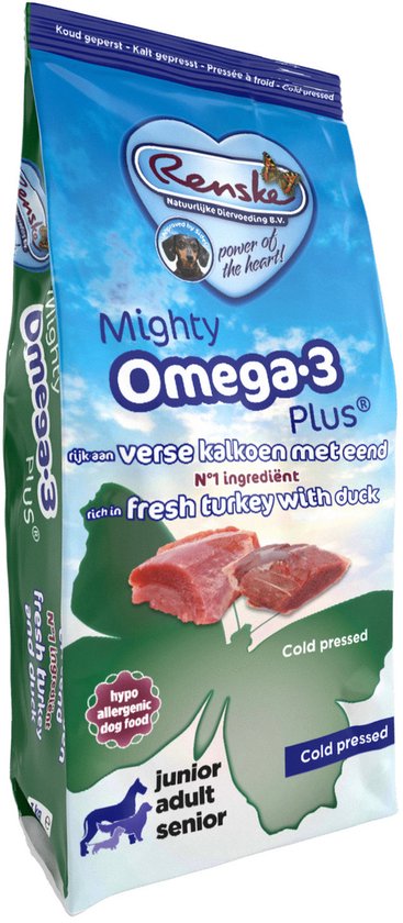 Renske - Mighty Omega Plus Adult Geperst Kalkoen&Eend - 3kg