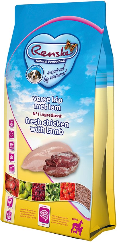 Renske - Super Premium Puppy Verse Kip en Lam - Graanvrij - Droogvoer - 600g