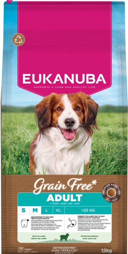 Eukanuba - Hondenvoer Droog Grain Free Adult Small/Medium Lam - 12kg