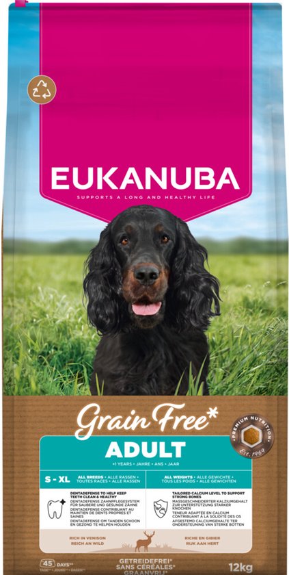Eukanuba - Hondenvoer Droog Grain Free Adult All Sizes Hert - 12kg