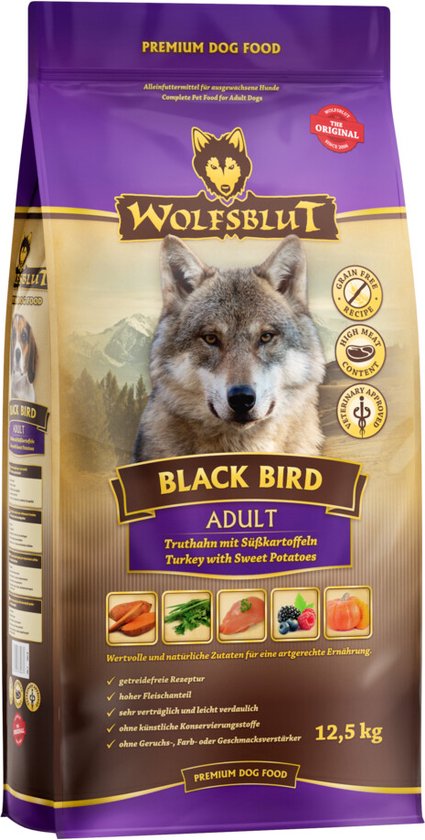 Wolfsblut - Grain Free Adult Dog Black Bird 12,5kg - Hond