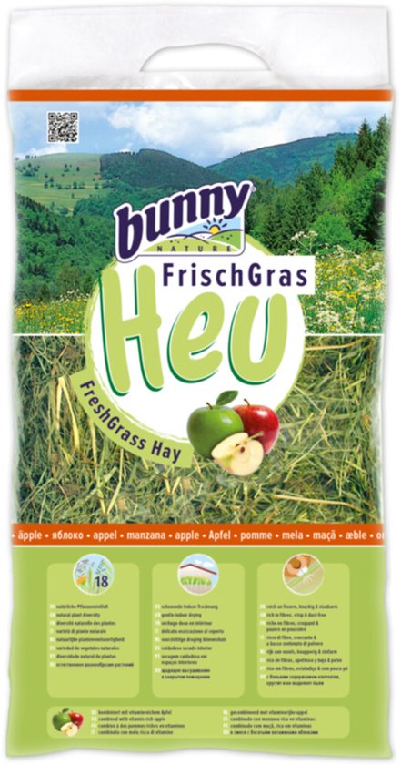 Bunny - Nature Knaagdiervoer Vers Gras Hooi Appel 500g