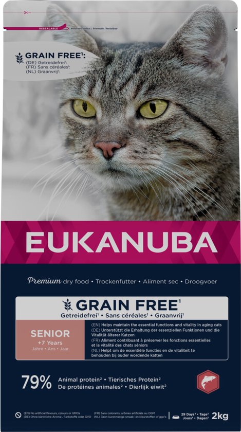 Eukanuba - Kattenvoer Droog Senior Graanvrij Zalm - 2kg