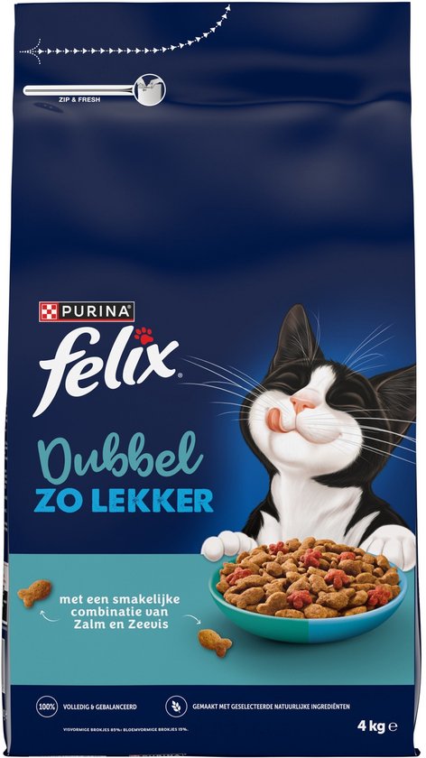Felix - Kattenvoer Droog Dubbel Zo Lekker Adult Zalm & Zeevis - 4kg