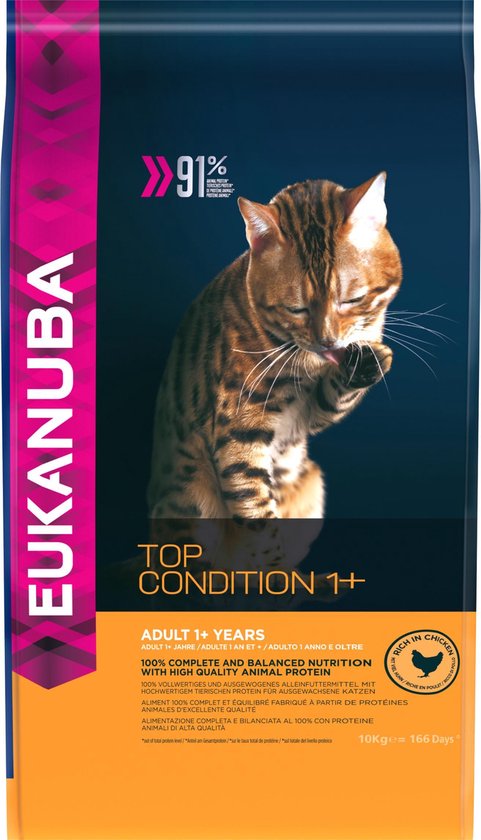 Eukanuba - Cat Adult - Top Condition 1+ - Kip - Kattenvoer - 10kg