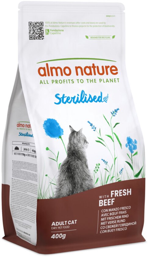Almo Nature - Droogvoer Rundvlees voor Gesteriliseerde Katten - Almo Nature Holistic Sterilized - Rundvlees - 400g