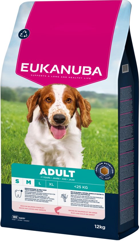 Eukanuba - Adult Small & Medium Breed - Hondenbrokken - Zalm Gerst 12kg