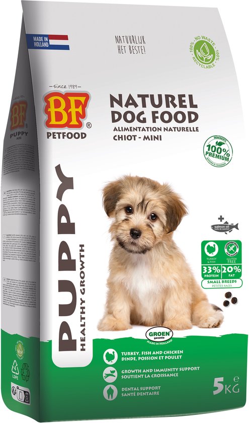 Biofood - Puppyvoer Kleine Rassen BF Petfood - Kalkoen, Vis, Kip - 5kg, Glutenvrij, Met Zalmolie