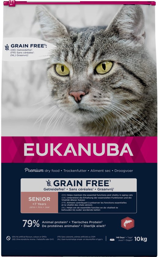 Eukanuba - Kattenvoer Droog Senior Graanvrij Zalm - 10kg