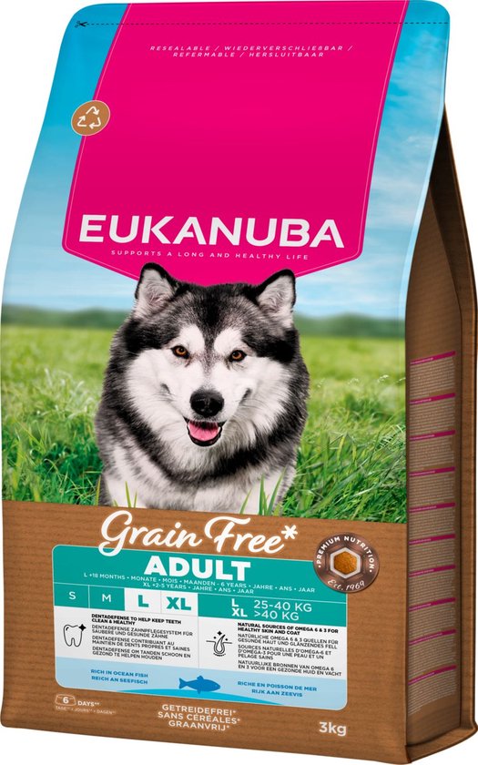 Eukanuba - Grain Free Adult Large Breed Zeevis - Hondenvoer - 3kg