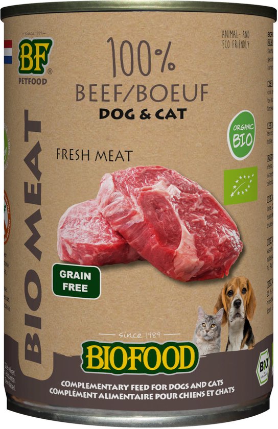 Biofood - Organic - Biologisch Hondenvoer Natvoer - 100% Verse Rund - 400g NL - BIO - 01
