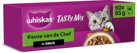 Whiskas - Kattenvoer - Adult 1+ - Tasty Mix Keuze Chef in Saus - 60x85g