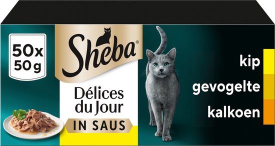 Sheba - Kattenvoer - Délices Du Jour - Gevogelte Saus - Mega - Pack 50x50g