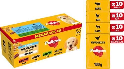 Pedigree - Junior Hondenvoer - Mix Selectie in gelei - Maaltijdzakjes - 40 x 100g