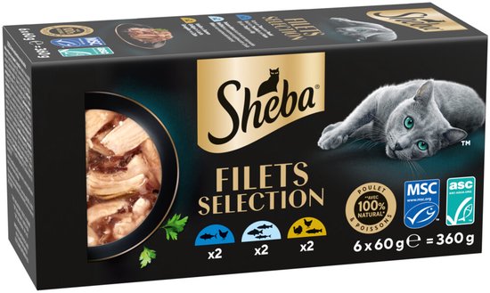 Sheba - Kattenvoer Nat Filets Witte Vis in Saus Multipack - 6x60g