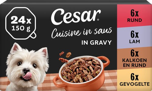 Cesar - Hondenvoer - Cuisine Mix in Saus - Maaltijdkuipjes 24x150g