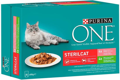Purina One - ONE Kattenvoer Nat Adult Sterilcat Kalkoen & Zalm - 8 x 85g